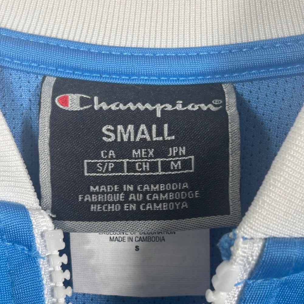 Champion Womens Blue Track Jacket Full Zip Crown Logo Tape Sleeve Small - Picture 3 of 10